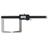 Callipers for measuring outside grooves, long branches, with depth measurement rod, with setscrew