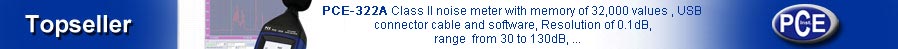 PCE-322A Class II noise meter withe memory of 32000 values.
