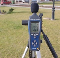 Noise meters: a noise meter on top of a tripod to allow for measurements to be taken over an extended period of time on a motorway