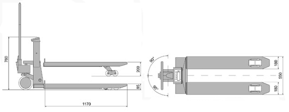 Pallet Truck Scale PCE-TPWLM dimensions.