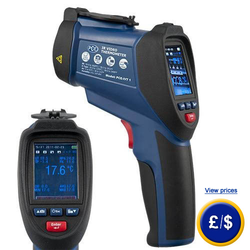 Infrared Thermometer with professional digital camera for non-contact measurement.
