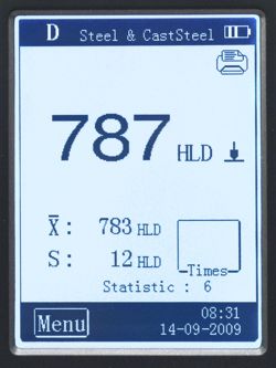 PCE-2900 Hardness meter with touch screen display: you can see the values displayed during a measurement