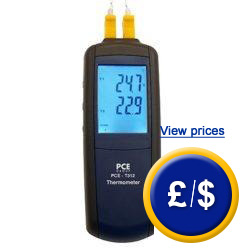 PCE-T312 digital contact thermometer with two channels.