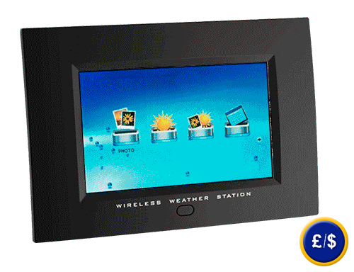 Digital Weather Station with Picture Frame Viewer with wireless transmission of outdoor temperature sensors.