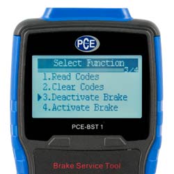 The electronic Brake Service Tool PCE-BST 1 has an easy to read display.