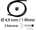 2 in 1: 1 m semiflexible probe,  4.9 mm for the borescope PCE VE 1000.