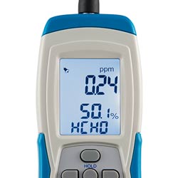 The formaldehyde data logger offers clear readings of measurement values on the LCD.