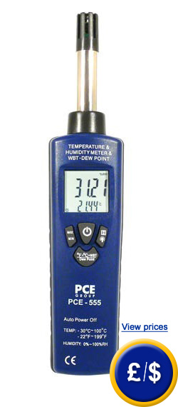 the PCE-555 hygrometer to take quicker measurements of humidity and temperature.