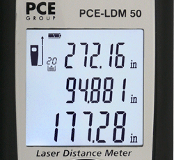 PCE-LDM 50 laser distance meter: Large LCD display animation