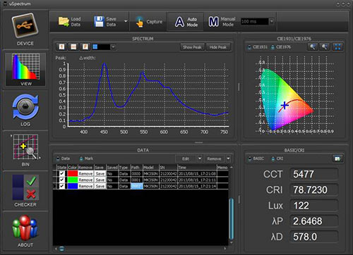 LED Spectrometer MK350S software