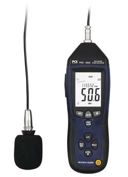 PCE-322 A noise meter with optional microphone extension.