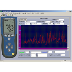 The PCE-322 A noise meter connects with RS-232