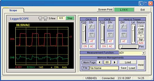 Software for the PCE-OC 1 oscilloscope