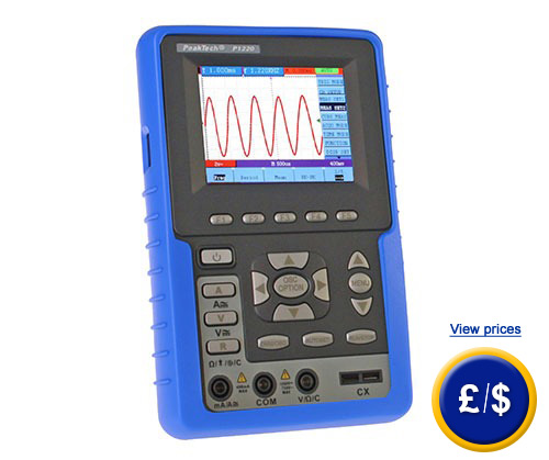 Handheld Oscilloscope with multimeter, 20 MHz bandwidth , sampling rate of 100 M /s and memory up to 6000 points.