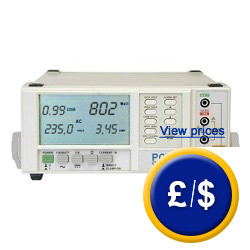 PCE-PA 6000 power analyser for measuring effective power, apparent power, power factor, energy consumption, current, continuous voltage, resistance and frequency.