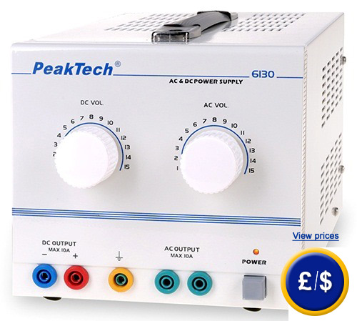 The Power Supply (Stabilised) - PKT 6130 with a range of 1 ... 15 V AC / DC.
