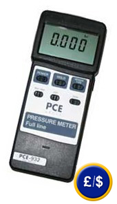 PCE-932 pressure meter with external sensors with ranges up to 400 bar.