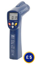 PCE-880 pyrometer with infrared to measure surface temperature without contact.