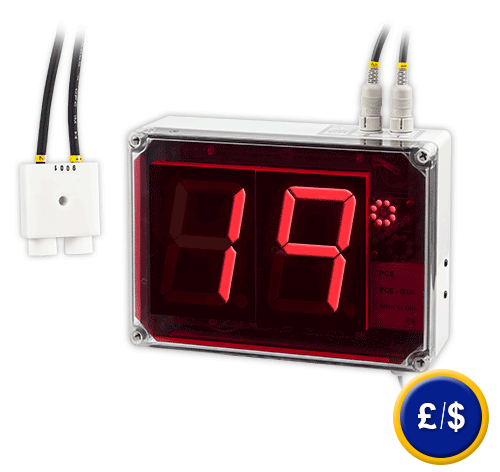 PCE-G1A thermo hygrometer with an easy-to-read large display / two channels with analog output.