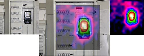 PCE-TC 2 thermographic camera: thermal image of an electrical meter