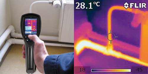 Inspection of radiator with thermography camera Flir i3 / i5 / i7.