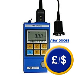 the PCE-TG100 thickness meter for materials such as metals, glass and homogeneous plastics.