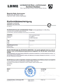 Verification certificate sample for scales and balances