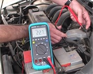 Testing electrical ground of a vehicle using PCE-DM 22 series Voltmeters