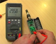 W-20 TRMS series Ohm Meters testing an electronic instrument conextions