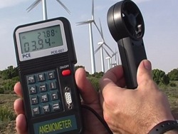 Wind meters taking a measurement with the PCE-007 series.