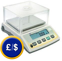 Accurate balance PCE-BT 2000 with rectangular weighing plate and protection against wind.
