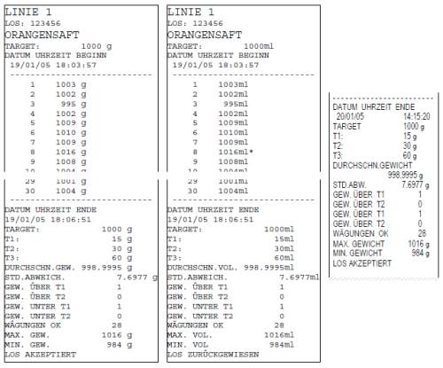 Here you can see an overview of the options to print out data from the inspection scale.