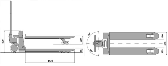 Pallet Truck Balance PCE-PW 2000: dimensions.