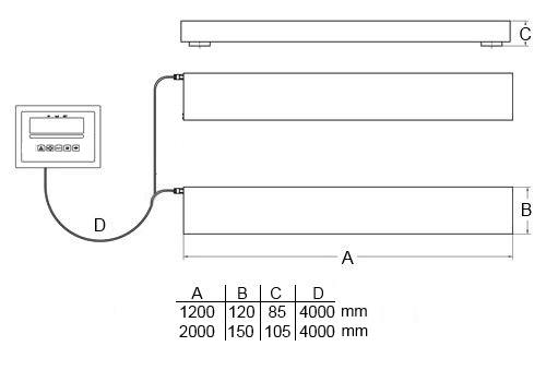 Weighing Bars PCE-SW N series dimensions
