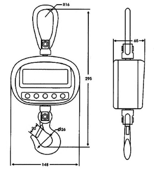 Crane Scale PCE-CS 300: Dimensions.