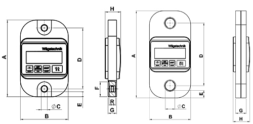 Crane Scale with radio sender series TZR: Dimensions.