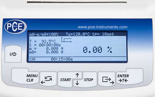 Moisture Analyser Balance PCE-MB C Series display information