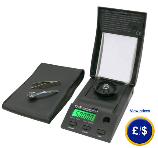 PCE-JS 50 Pocket Scale with an accuracy and resolution of 0.001 g.