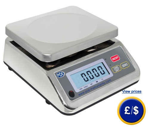 PCE-TSS  tabletop scale made of stainless steel  is a compact scale powered by a battery with an excellent price.