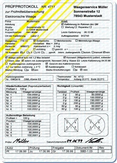 Calibration Certificate for the Scales and Balances