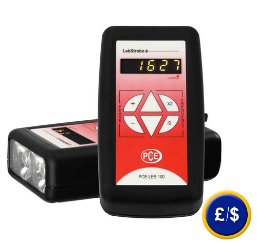 LED Handheld Stroboscope - PCE-LES 100 ideal for non-contact revolutions measurements and to visualize movements on machinery and equipment.