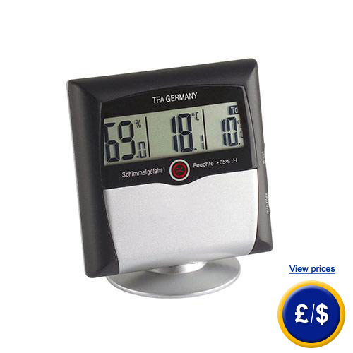 Comfort Control of mold-meter indoor climate monitoring / alarm at risk of mold / display maximum and minimum / dew point calculation /
Celsius and Fahrenheit measurement range
