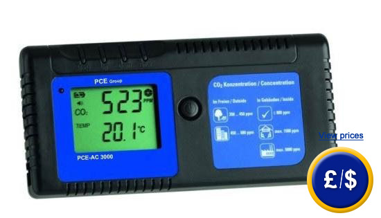 PCE-AC 3000 air quality meter with indicator of temperature for ventilation.