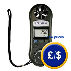 The PCE-AM81 anemometer: light, portable anemometer with multiple unit indicator.