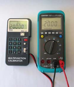 PCE-123 calibrator: calibrating a PCE-DM22 multimeter