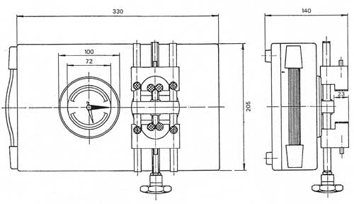 Dimensions of the closing torque measuring device MVD series. 
