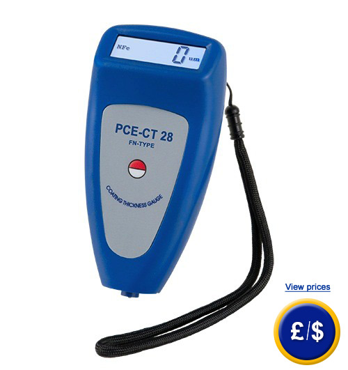 Coating Thickness Meter/Gauge PCE-CT 28 for measuring the thickness of paint and plastic on ferrous or non-ferrous materials.