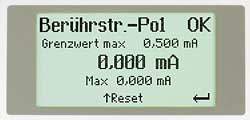 LCD-Display of the Device Tester Safetytest 3S