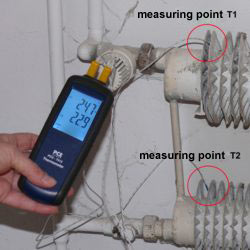 Here you can see the Digital Contact Thermometer PCE-T312 while measuring