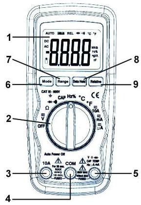 Functions of the digital multimeter PCE-DM 12.